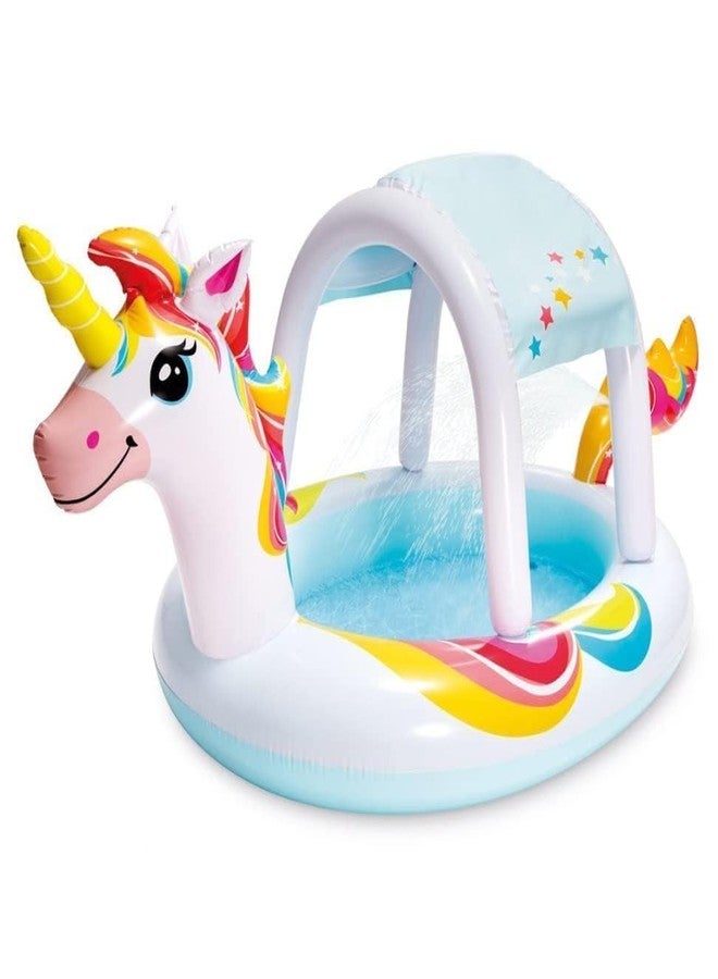 EXOMOON Baby Inflatable Pool, Swimming Pool with Pump, Indoor & Outdoor Swimming Pool for Kids, Swim Center Family Lounge Pool (Horse Baby Pool) - Image 1